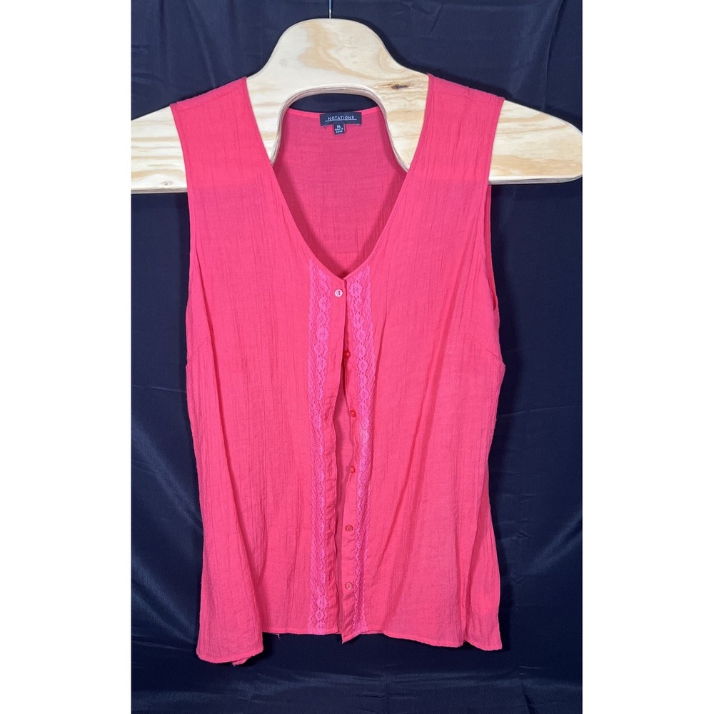 Notations Women Sleeveless Button-Up Top Blouse. Corral in Color. Size XL